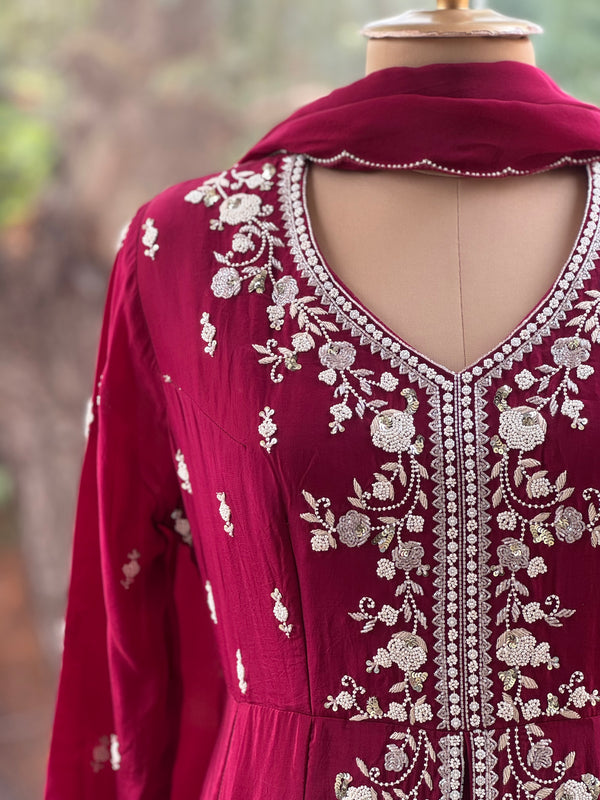 Purplish Maroon Gown