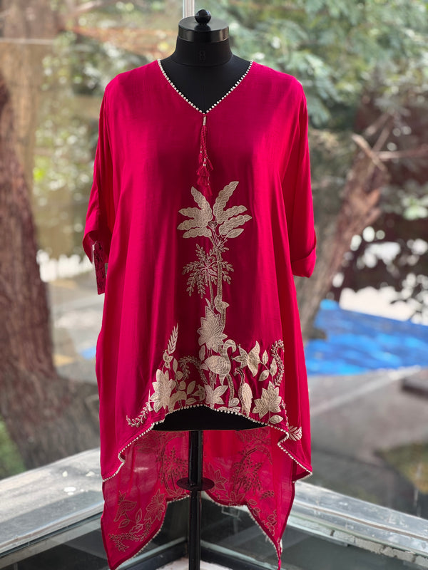Pink Embroidered Skirt Set