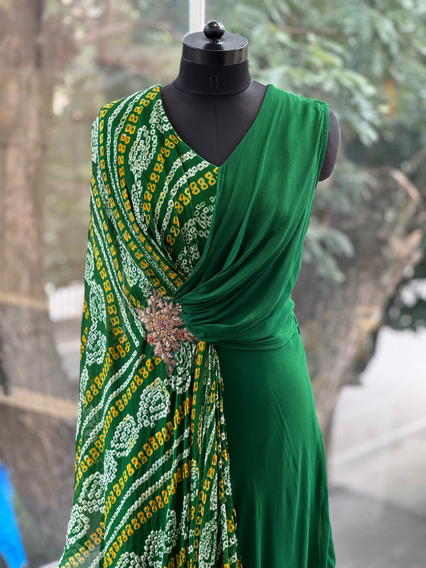 Green Bandhej Gown