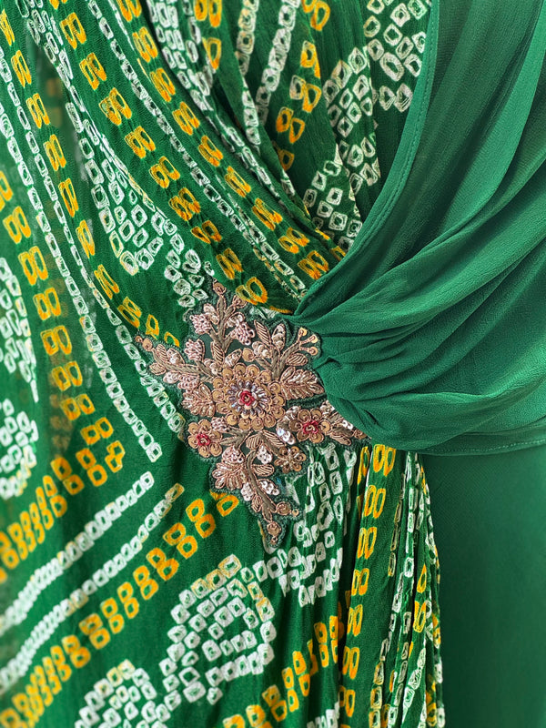 Green Bandhej Gown