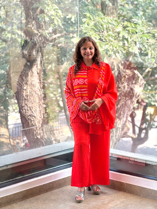 Orange Bandhej Co Ord