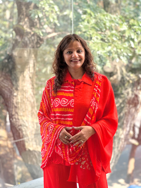 Orange Bandhej Co Ord