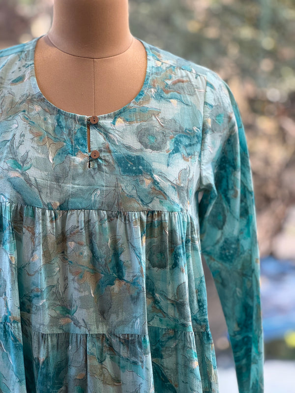 Blue Chudi Sleeves Tunic