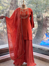 Rust Tissue Lines Palazzo Set