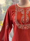 Rust Tissue Lines Palazzo Set