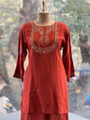 Rust Tissue Lines Palazzo Set