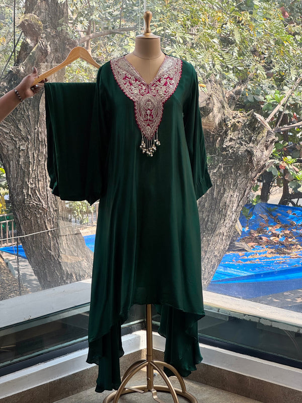 Green Crushed Dupatta Set