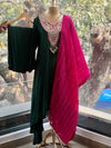Green Crushed Dupatta Set