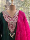 Green Crushed Dupatta Set