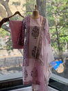 Pink/Purple Block Printed Dupatta Set
