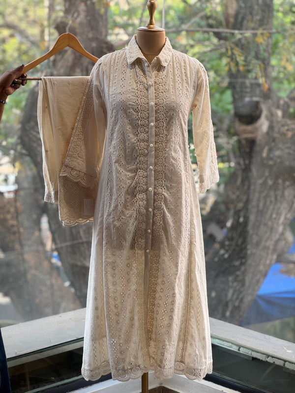 Half White Schiffli Co Ord