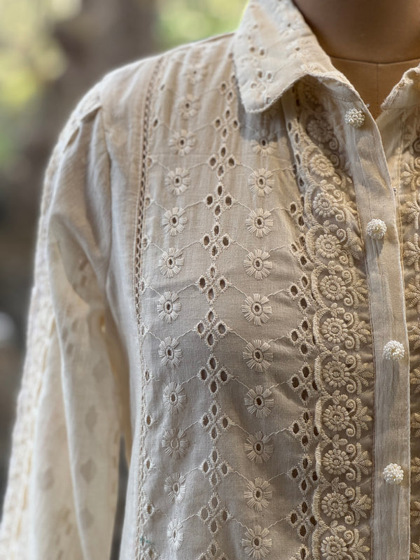 Half White Schiffli Co Ord