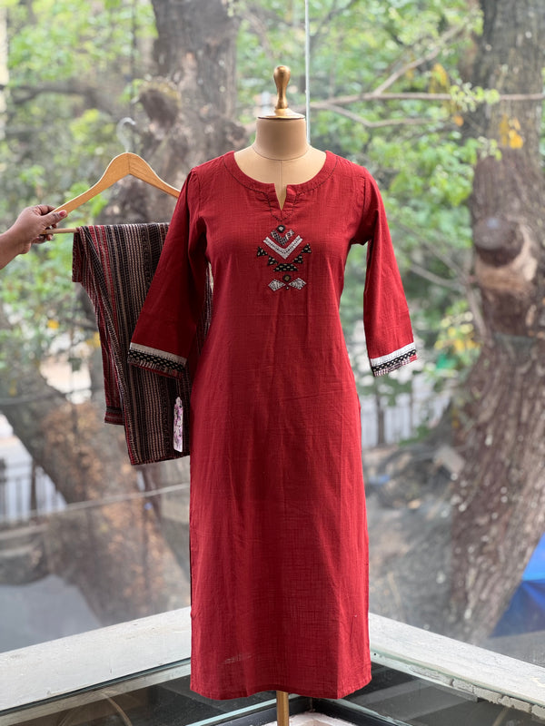 Maroon Mirror Work Co Ord