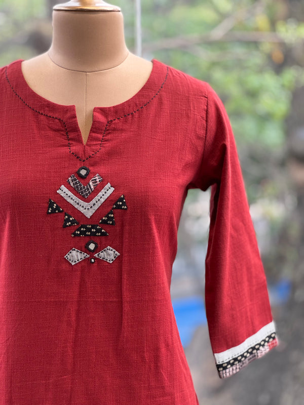 Maroon Mirror Work Co Ord