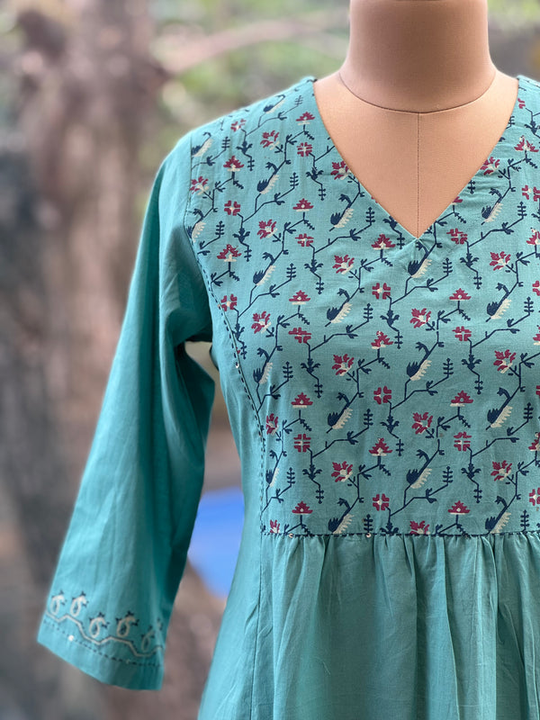 Blue Floral Yoke Co Ord