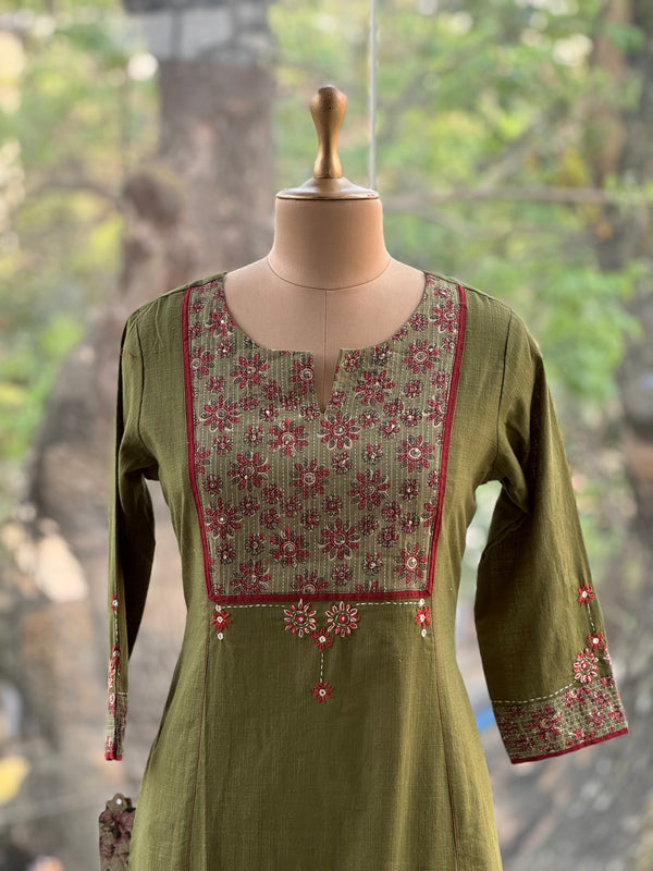 Green Yoke Neck Tunic