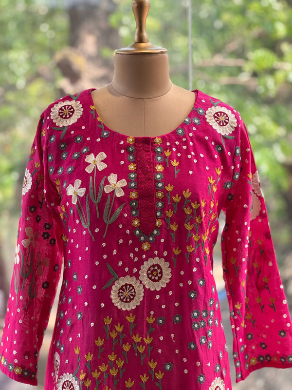 Pink Mul Embroidery Suit