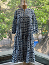Blue Printed Tiered Dress