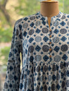 Blue Printed Tiered Dress