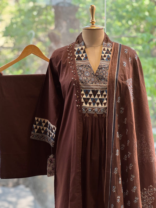Dark Brown Dupatta Set