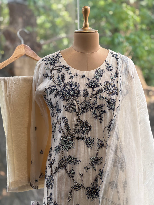 Off White Jaal Embroidery Suit