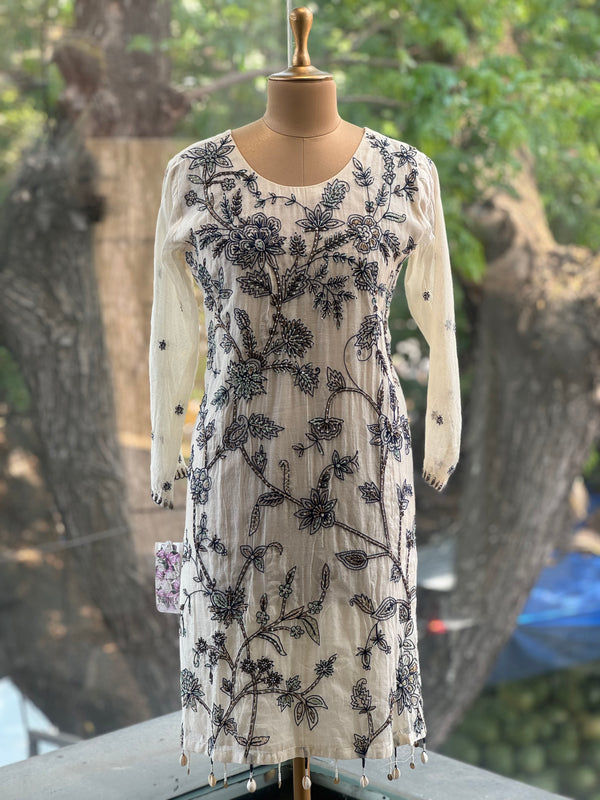 Off White Jaal Embroidery Suit