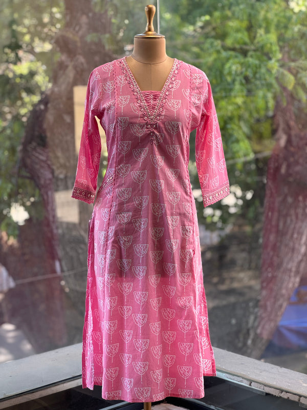 Pink V Neck Suit