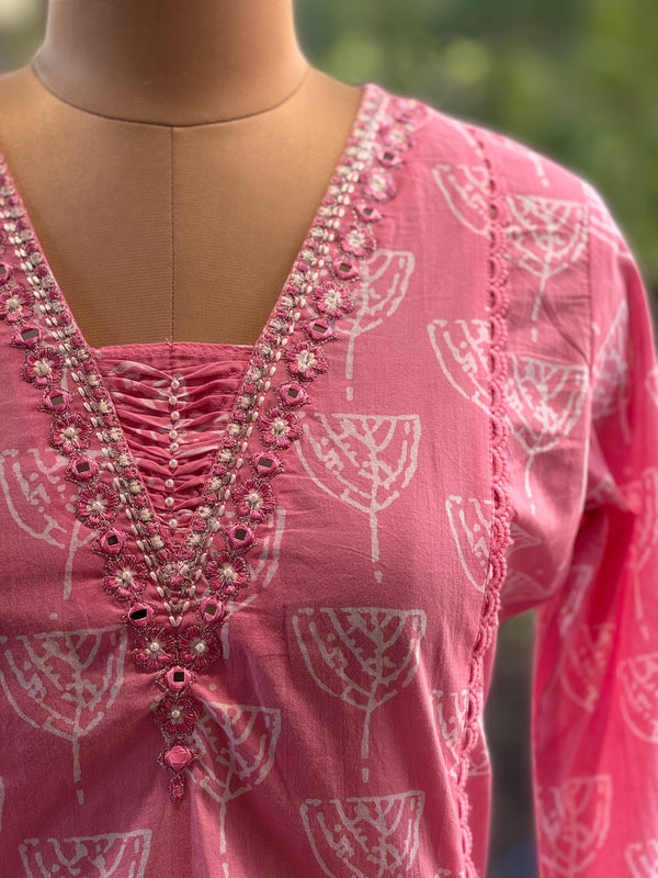 Pink V Neck Suit