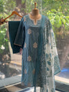 Blue Kota Dupatta Set