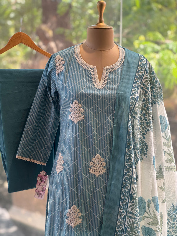 Blue Kota Dupatta Set