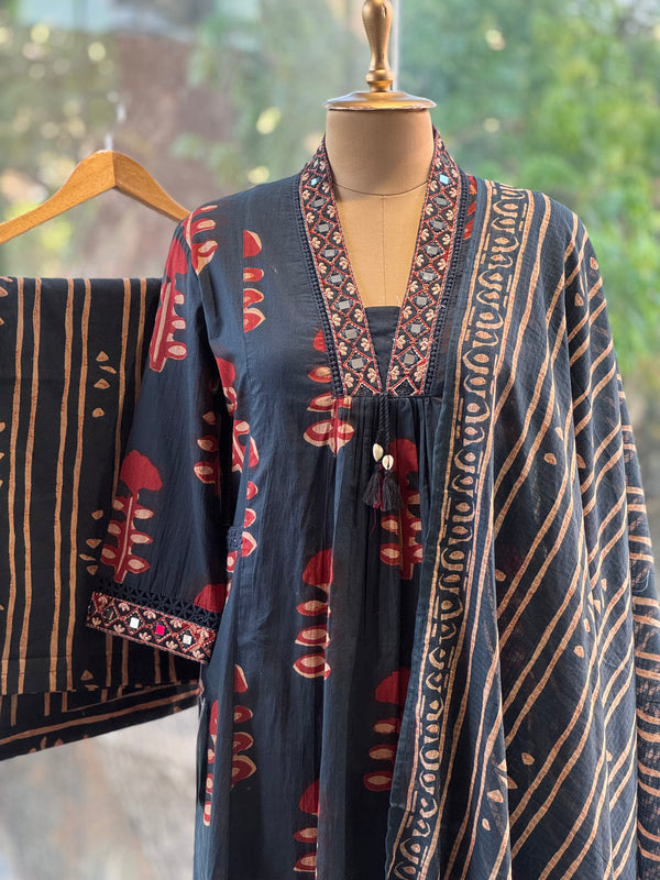 Blue Block Print Suit