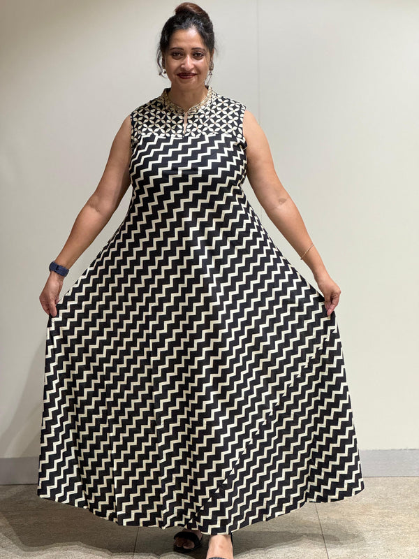 Smart Zigzag print long dress