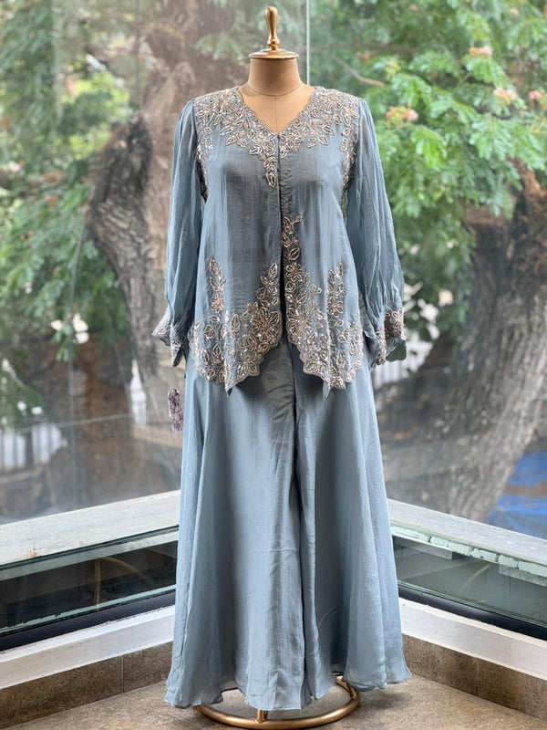 Greyish Blue Palazzo Set