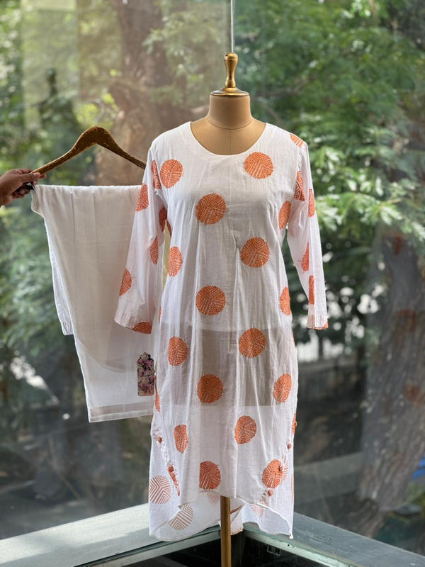 Orange Thread Embroidered Co Ord