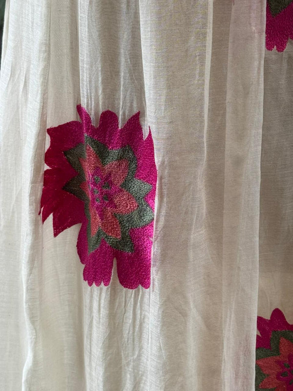 Half White Floral Embroidery Tunic