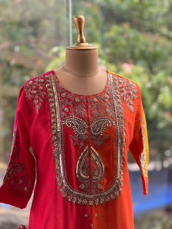 Shaded Intricate Work Dupatta Set