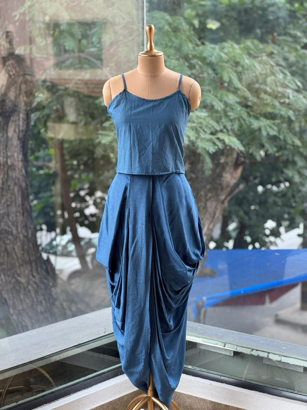 Light Blue Cowl Skirt Set