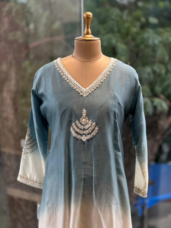 Blue Shaded Crush Dupatta Set