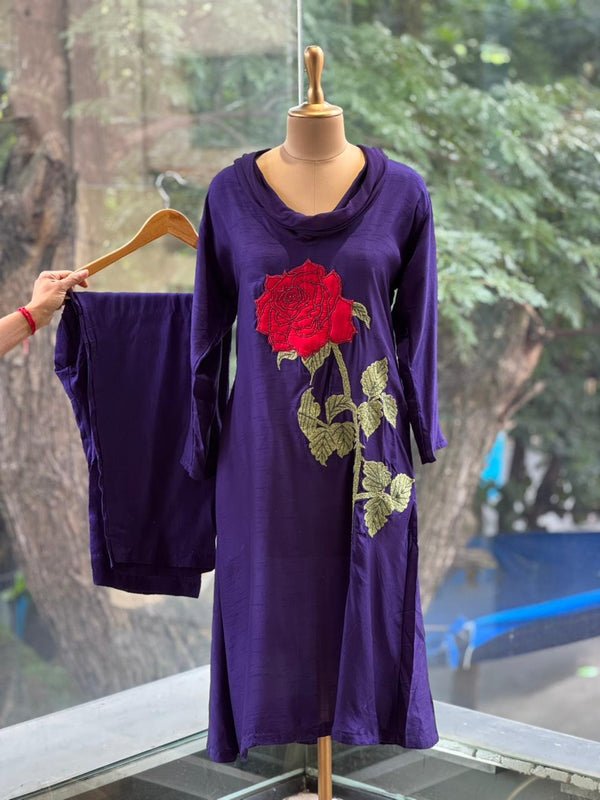 Purple Cowl Neck Co Ord