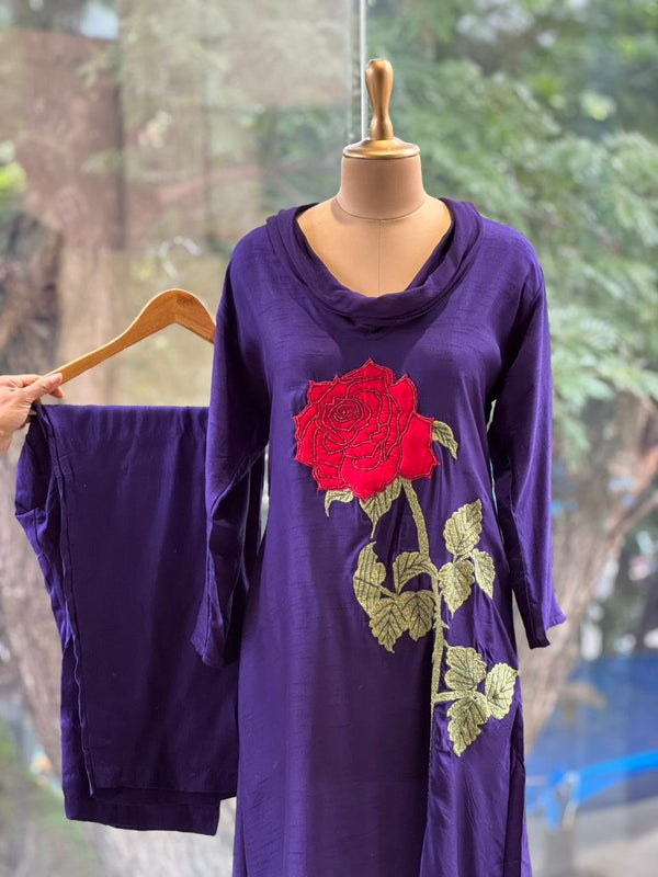 Purple Cowl Neck Co Ord