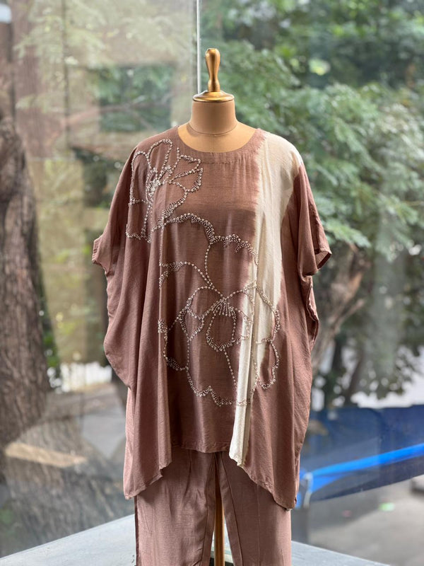 Brown Shaded Kaftan Co Ord