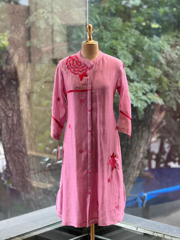 Pinkish Mauve Beads Work Co Ord