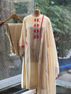Cream Embroidered Dupatta Set