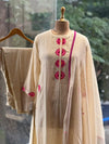 Cream Embroidered Dupatta Set