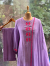 Purple Embroidered Dupatta Set