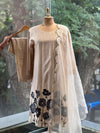 Half White Floral Patch Work Suit