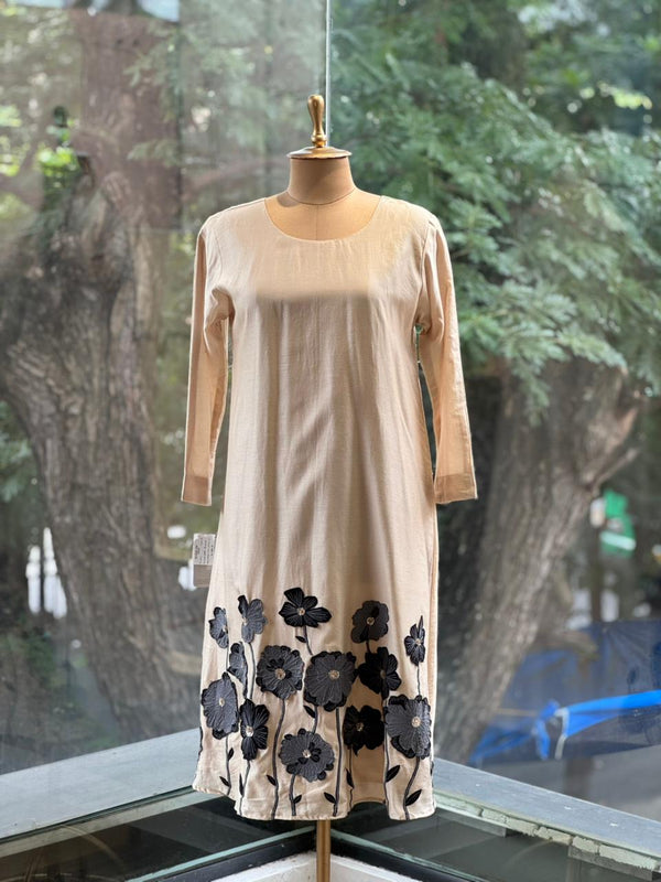 Half White Floral Patch Work Suit