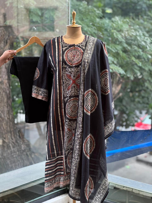 Black Printed Dupatta Set