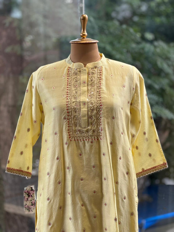 Yellow Banarasi Weaving Dupatta Set
