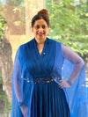 Blue Tail Sleeves Gown